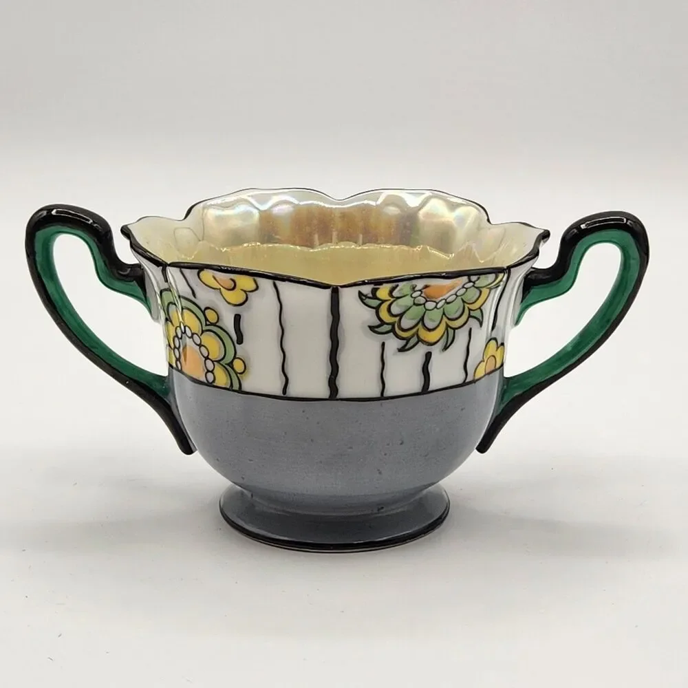 Noritake Sugar Creamer Set Floral  Era 1930-40 M Series Hand Painted Japan MCM
